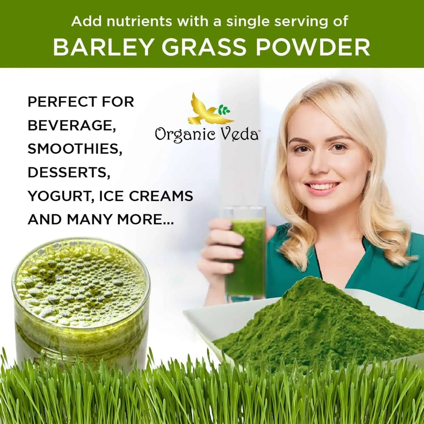 NAVETA™ Barley grass powder 100% Pure & Organic (20 Packs)