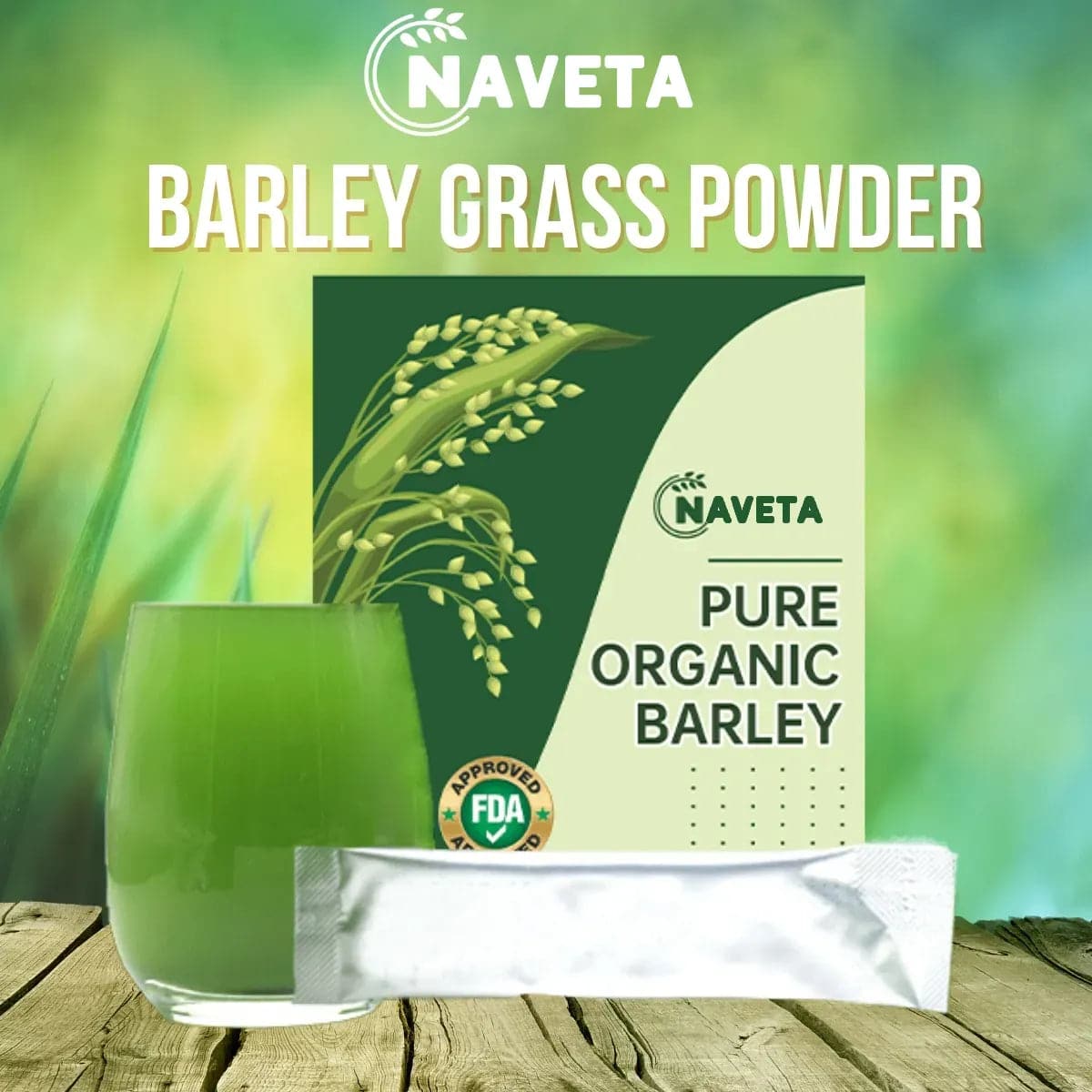 NAVETA™ Barley grass powder 100% Pure & Organic (20 Packs)