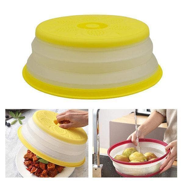 Collapsible Microwave Plate Cover, Drain Basket