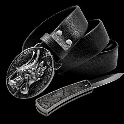 Fashion Punk Men's Genuine Leather Belt With Knife