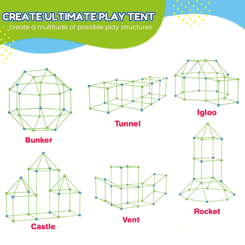 78PCS Fort Building Kit | Indoor Outdoor Making Forts | Diy for Kids