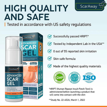 ScarAway®100% Advanced Scar Gel, C-Section Scars, Tummy Tuck, Old Scars, Keloids, Stretch Marks, Burn Scars.