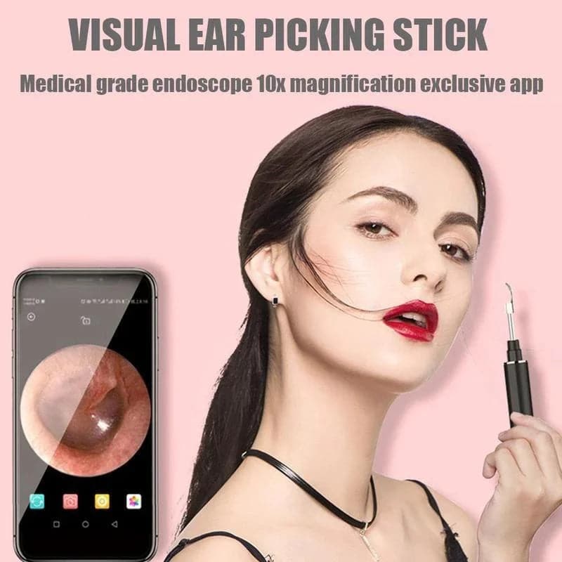 Clean Earwax-Wi-Fi Visible Wax Removal Spoon, USB 1296P HD Load Otoscope