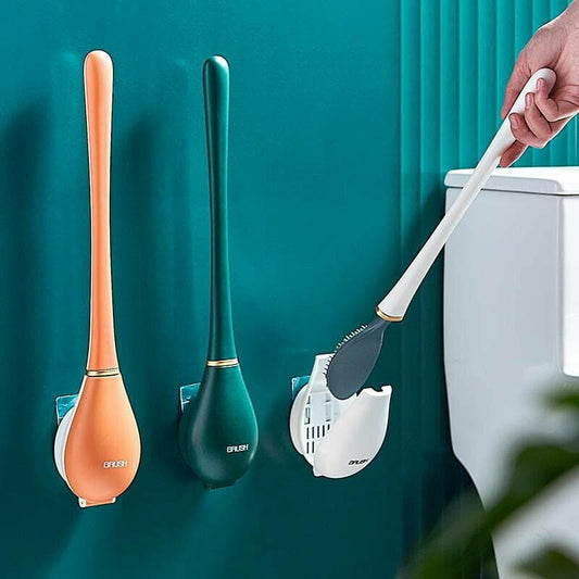 Stitched soft glue long-handle toilet brush