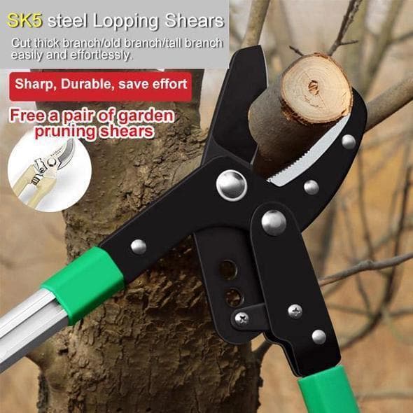 Olecranon Gear type Telescopic Lopping Shears, made by SK5 High Carbon Steel, Germany Technology, Super Smooth Cut Garden Pruner Shear