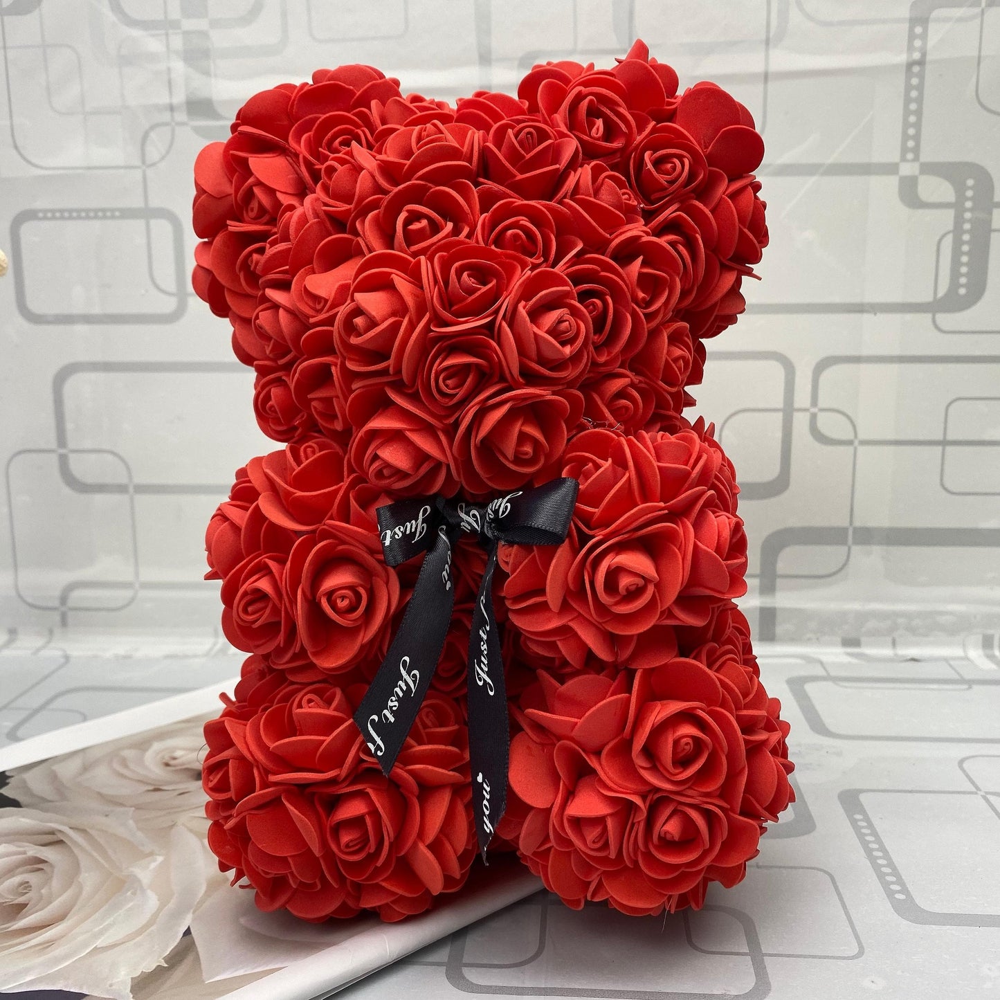 Teddy Rose Bear Artificial Flower Red