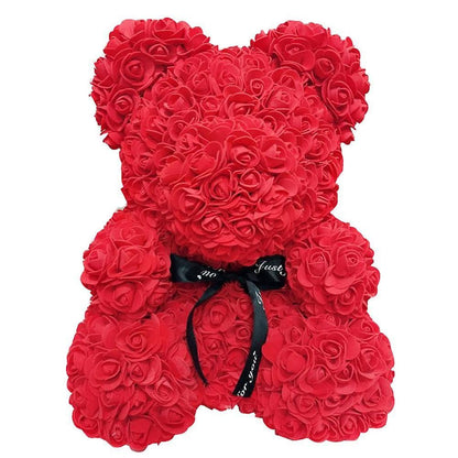 Teddy Rose Bear Artificial Flower Red