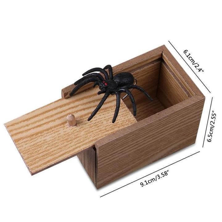 Prank Inset Wooden Scare Box Trick Play Funny Novelties Toys Tricks Spider