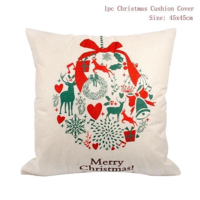 Cotton Linen Christmas Pillow Cover Cushion