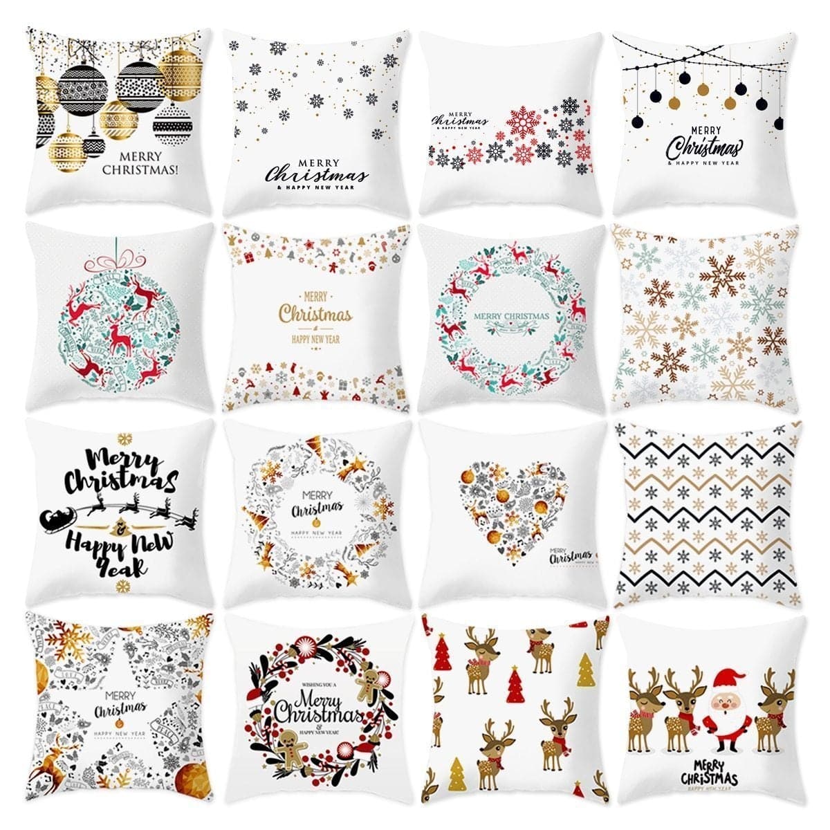 Cotton Linen Christmas Pillow Cover Cushion