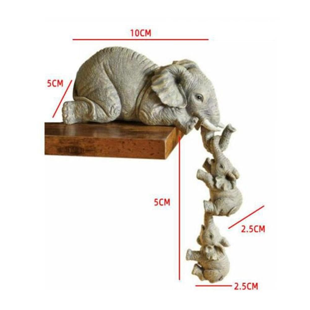 3-piece Elephants Mother Hanging 2-Babies Figurine