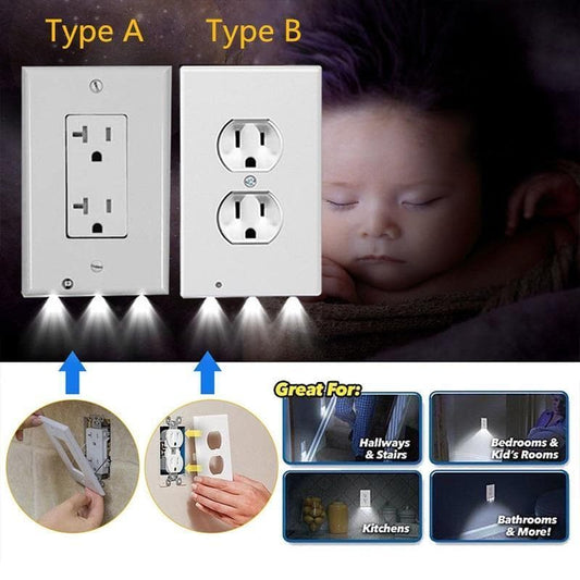 Outlet Wall Plate With LED Night Lights- No Batteries Or Wires