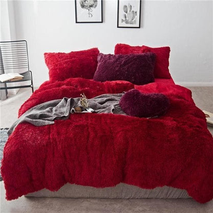 Colorful 4 or 7 Piece Faux Fur Bedding Set