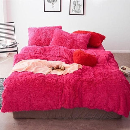 Colorful 4 or 7 Piece Faux Fur Bedding Set