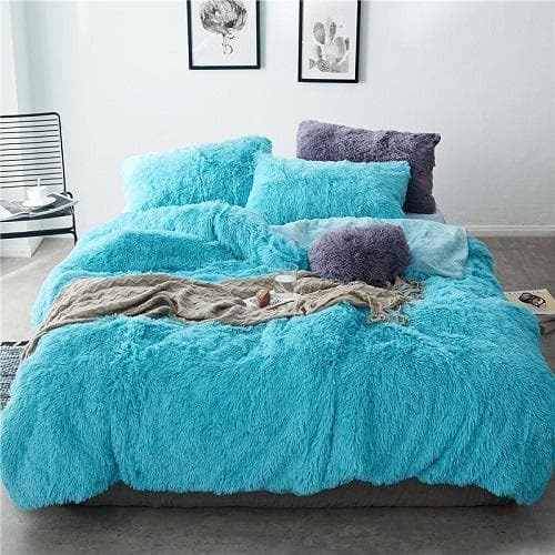 Colorful 4 or 7 Piece Faux Fur Bedding Set