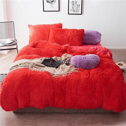 Colorful 4 or 7 Piece Faux Fur Bedding Set