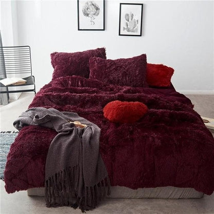 Colorful 4 or 7 Piece Faux Fur Bedding Set