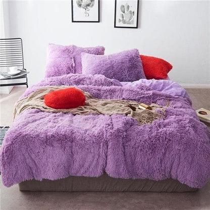 Colorful 4 or 7 Piece Faux Fur Bedding Set